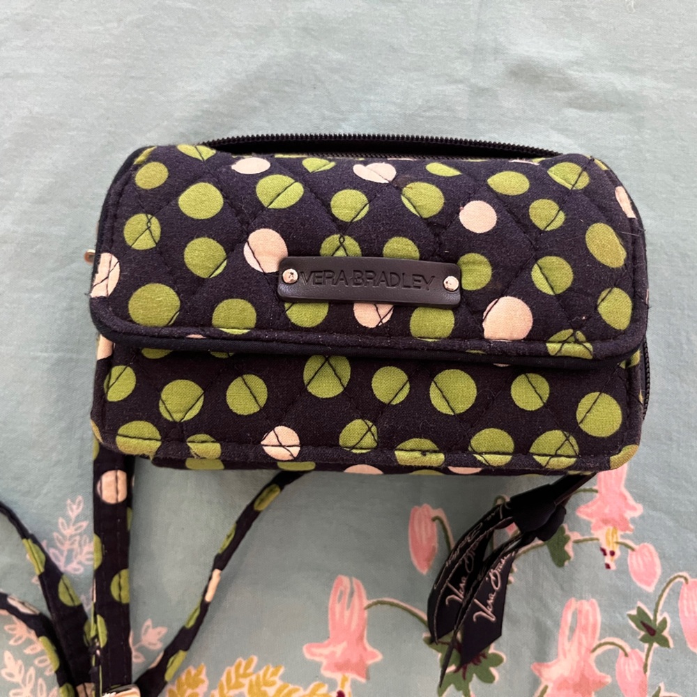 Vera Bradley Green and White Polka Dot Bag